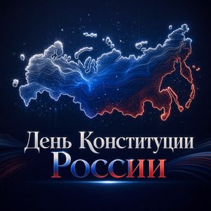Открытка на День Конституции России с картой России