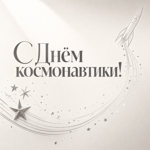 Открытка на День космонавтики с контурной ракетой