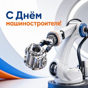 Открытка на День машиностроителя с роботизированной рукой
