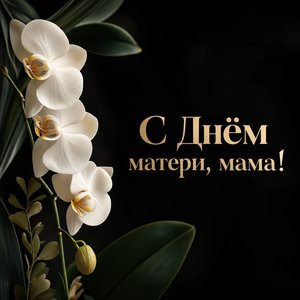 Открытка на День матери с белой орхидеей
