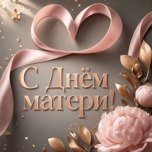Открытка на День матери с шёлковой лентой в форме сердца