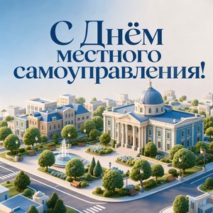 Открытка на День местного самоуправления с 3D-макетом города