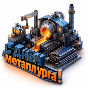 Открытка на День металлурга с металлургическим цехом
