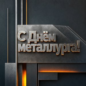 Открытка на День металлурга со стальной плитой