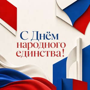Открытка на День народного единства с геометрическим триколором