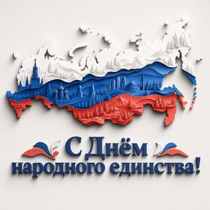 Открытка на День народного единства с картой России