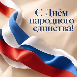 Открытка на День народного единства с шёлковой лентой
