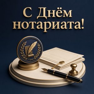 Открытка на День нотариата с 3D-печатью и документами