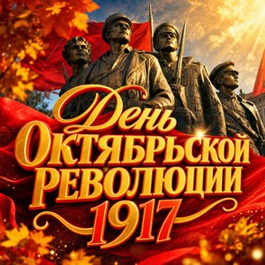 Открытка на День Октябрьской революции 1917 года с бронзовым памятником