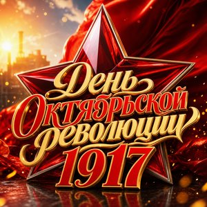 Открытка на День Октябрьской революции 1917 года с красной звездой