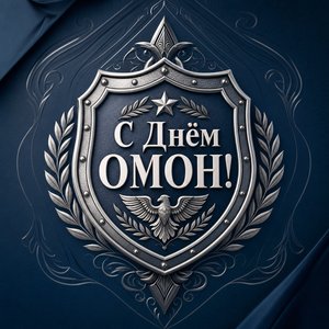 Открытка на День ОМОН с серебряным щитом