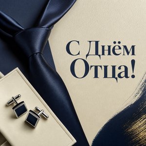 Открытка на День Отца с галстуком и запонками