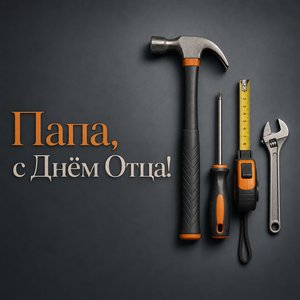 Открытка на День Отца с набором инструментов