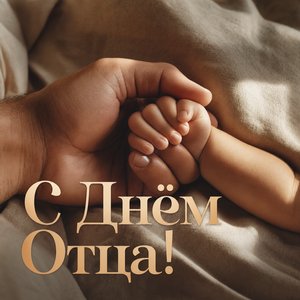 Открытка на День Отца с руками отца и ребёнка