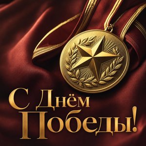 Открытка на День Победы с памятной медалью