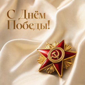 Открытка на День Победы со звездой-брошью