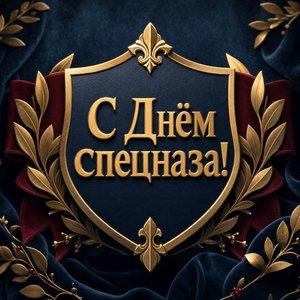 Открытка на День подразделений специального назначения с золотым щитом