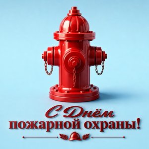 Открытка на День пожарной охраны с пожарным гидрантом