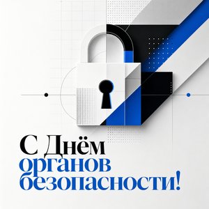 Открытка на День работника органов безопасности с геометрическим замком
