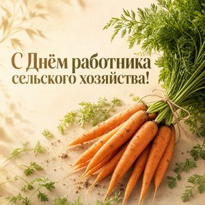 Открытка на День работника сельского хозяйства с морковью