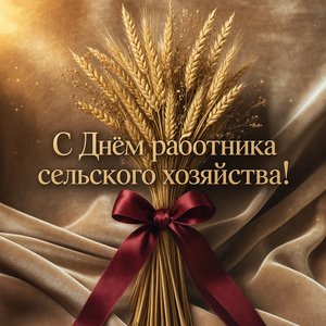 Открытка на День работника сельского хозяйства со снопом пшеницы