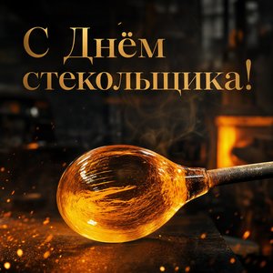 Открытка на День работника стекольной промышленности с раскалённой стекломассой