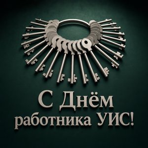 Открытка на День работника уголовно-исполнительной системы со служебными ключами
