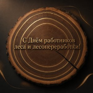 Открытка на День работников леса и лесоперерабатывающей промышленности со срезом дерева