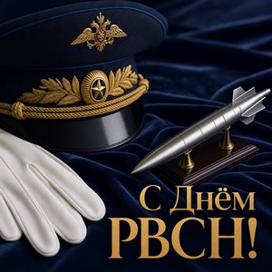 Открытка на День Ракетных войск стратегического назначения с парадной фуражкой и ракетой