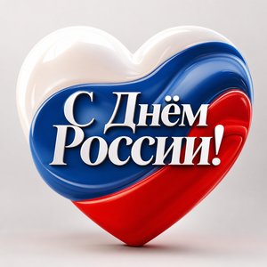 Открытка на День России с объёмным сердцем