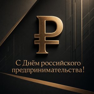 Открытка на День российского предпринимательства с золотым символом рубля