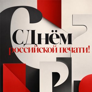 Открытка на День российской печати с типографскими литерами и модульной сеткой