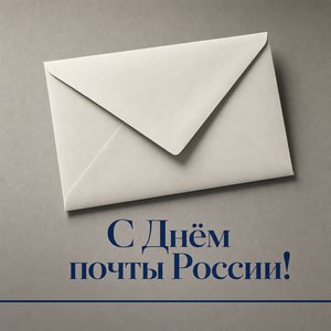 Открытка на День российской почты с белым конвертом