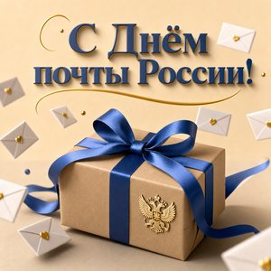 Открытка на День российской почты с подарочной посылкой