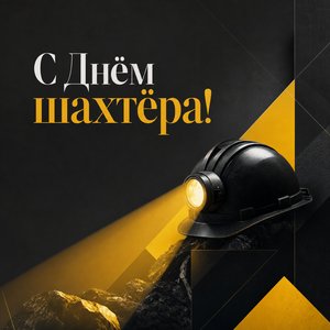 Открытка на День шахтёра с графичной каской
