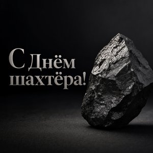 Открытка на День шахтёра с куском угля