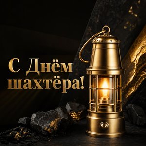 Открытка на День шахтёра с шахтёрской лампой