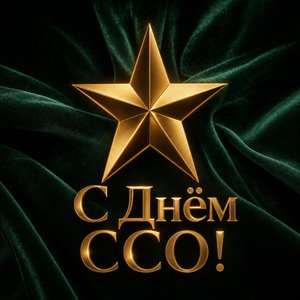 Открытка на День Сил специальных операций с золотой звездой на бархате