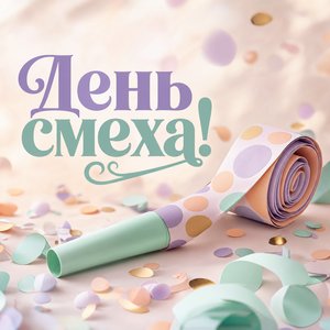 Открытка на День смеха с праздничным свистком