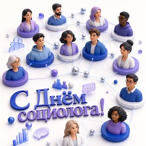 Открытка на День социолога с сетью людей