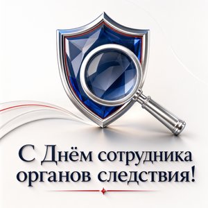 Открытка на День сотрудника органов следствия Российской Федерации с 3D-щитом и лупой