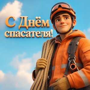 Открытка на День спасателя с 3D спасателем