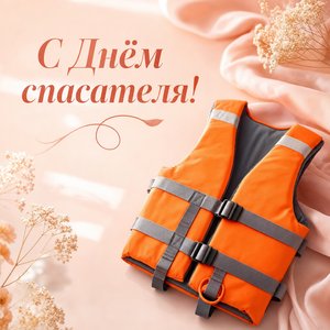 Открытка на День спасателя со спасательным жилетом