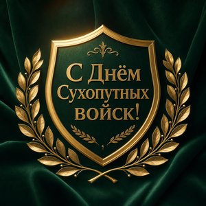 Открытка на День Сухопутных войск с золотым щитом