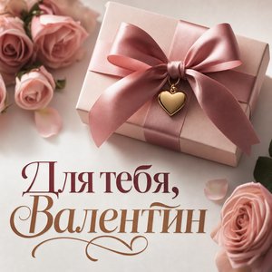 Открытка на День святого Валентина с розовым подарком