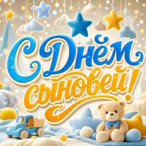 Открытка на День сыновей с детским мобилем
