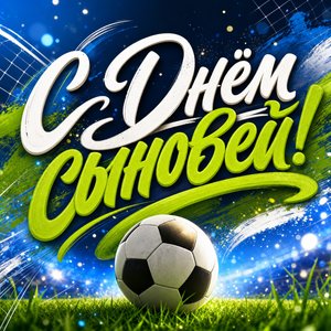 Открытка на День сыновей с футбольным мячом