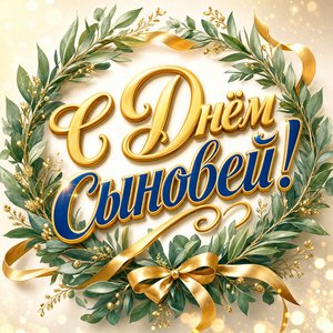 Открытка на День сыновей с лавровым венком
