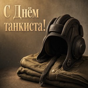 Открытка на День танкиста с танковым шлемофоном