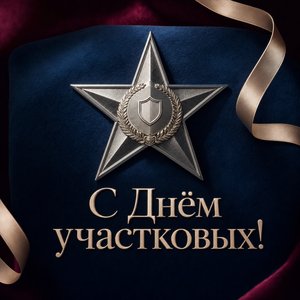 Открытка на День участковых уполномоченных полиции со служебной звездой